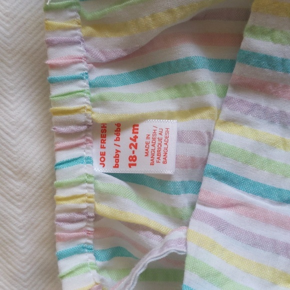 joe fresh pastel rainbow stripes seersucker jumpsuit 18-24 months baby girl - Picture 6 of 9